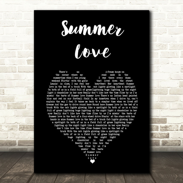 Upchurch Summer Love Black Heart Song Lyric Wall Art Print