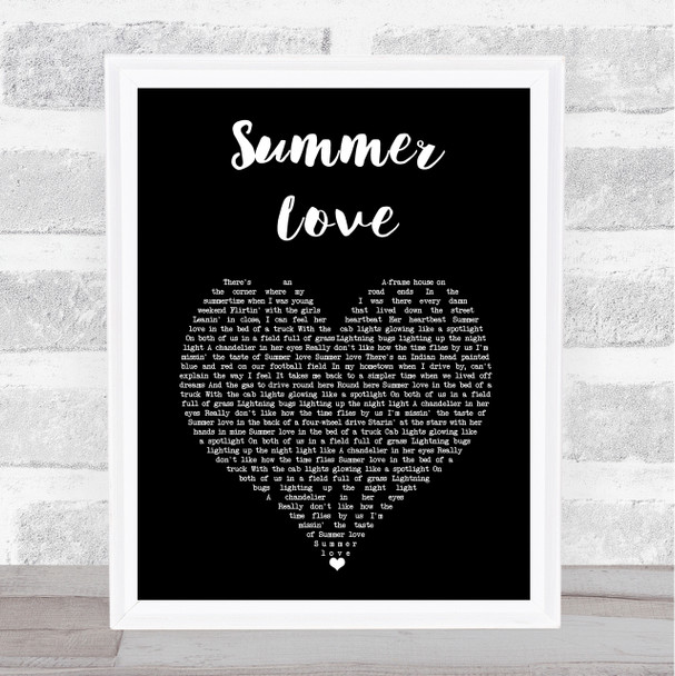 Upchurch Summer Love Black Heart Song Lyric Wall Art Print