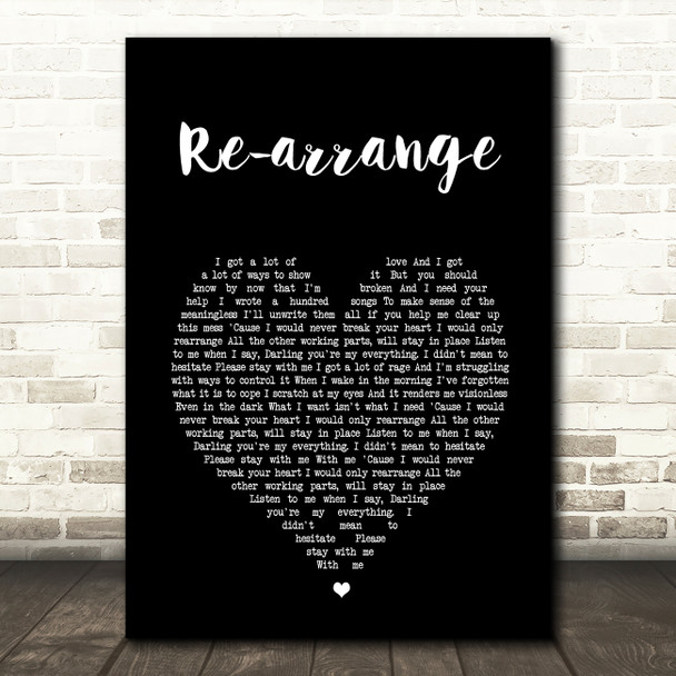 Biffy Clyro Re-arrange Black Heart Song Lyric Wall Art Print