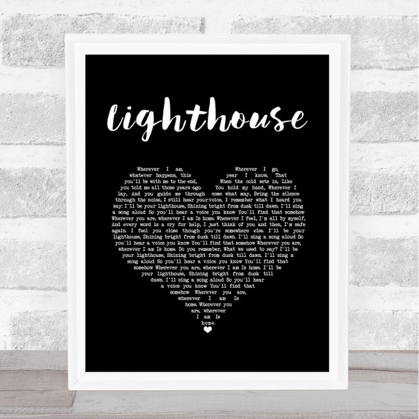 Collabro Lighthouse Black Heart Song Lyric Wall Art Print