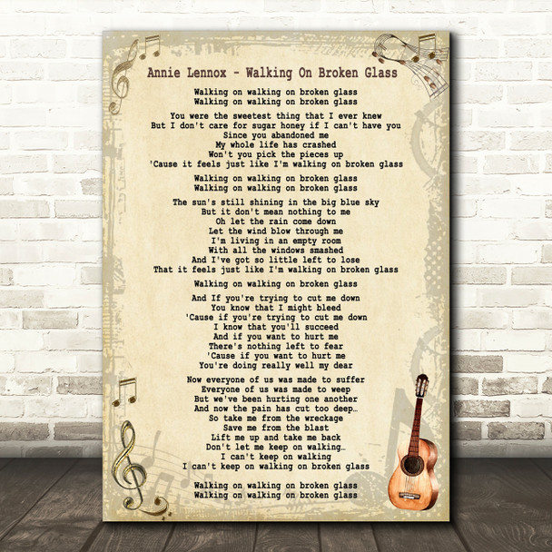 Annie Lennox Walking On Broken Glass Song Lyric Quote Print