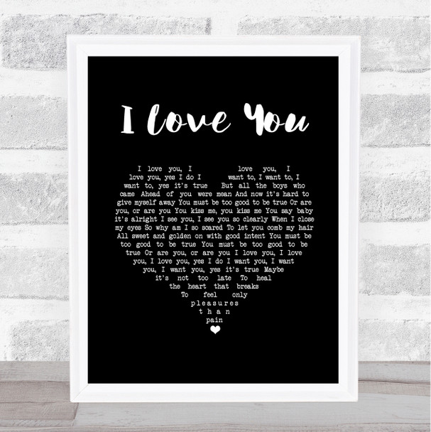 Earl I Love You Black Heart Song Lyric Wall Art Print