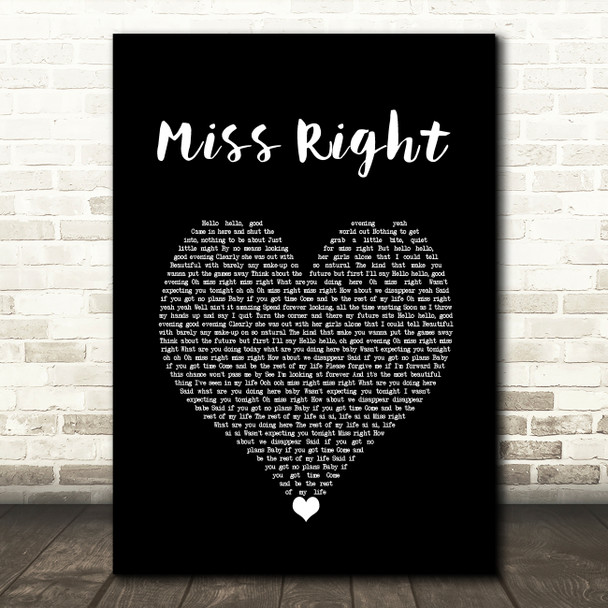 Ne-Yo Miss Right Black Heart Song Lyric Wall Art Print