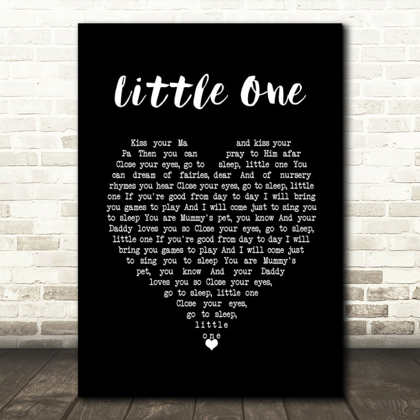 R. Hulme Little One Black Heart Song Lyric Wall Art Print