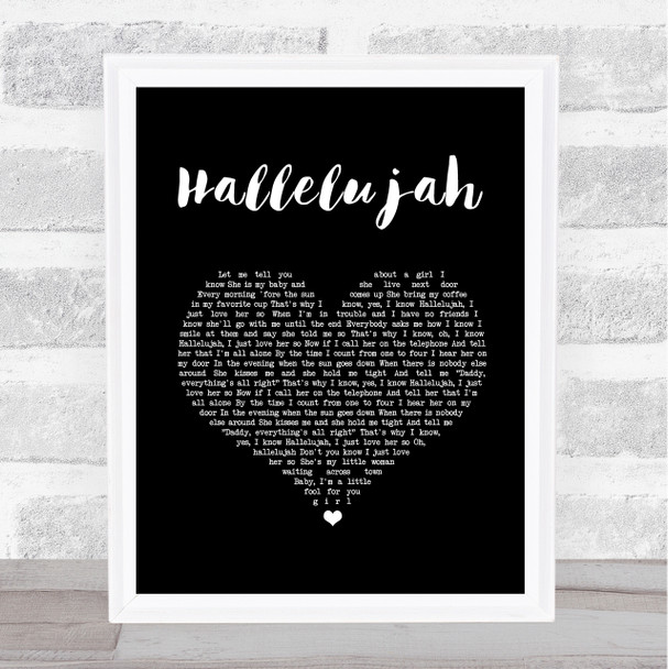 Ray Charles Hallelujah Black Heart Song Lyric Wall Art Print