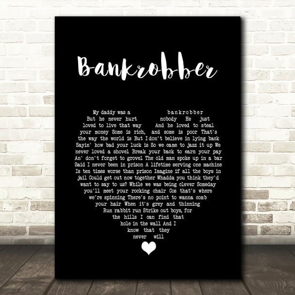 The Clash Bankrobber Black Heart Song Lyric Wall Art Print