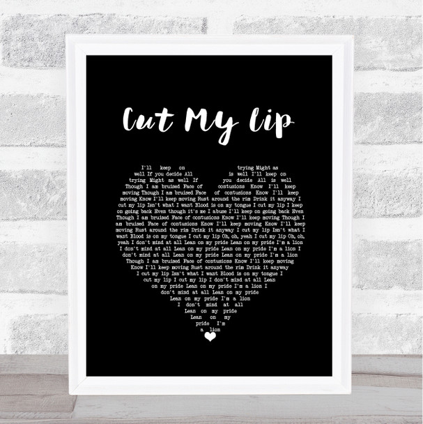 Twenty One Pilots Cut My Lip Black Heart Song Lyric Wall Art Print