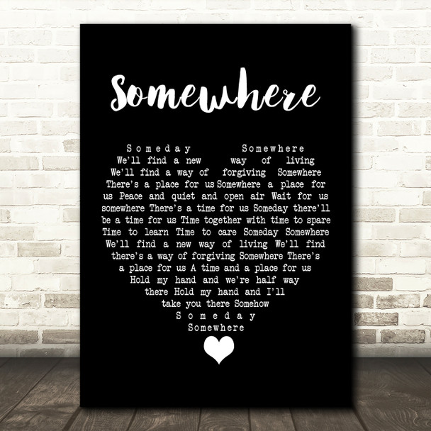 Barbra Streisand Somewhere Black Heart Song Lyric Wall Art Print