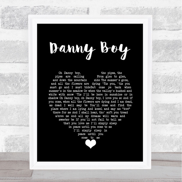 Frederic Weatherly Danny Boy Black Heart Song Lyric Wall Art Print