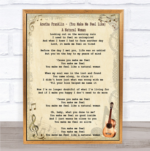 Aretha Franklin (You Make Me Feel Like) A Natural Woman Song Lyric Quote Print