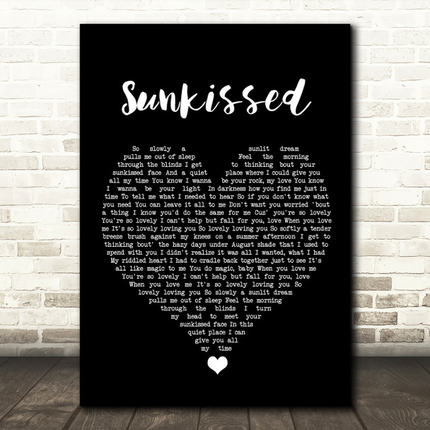 Khai Dreams Sunkissed Black Heart Song Lyric Wall Art Print