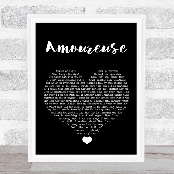 Kiki Dee Amoureuse Black Heart Song Lyric Wall Art Print