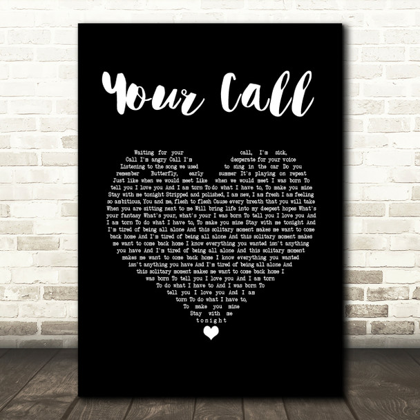 Secondhand Serenade Your Call Black Heart Song Lyric Wall Art Print