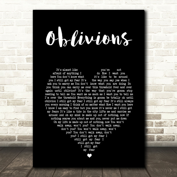 The National Oblivions Black Heart Song Lyric Wall Art Print