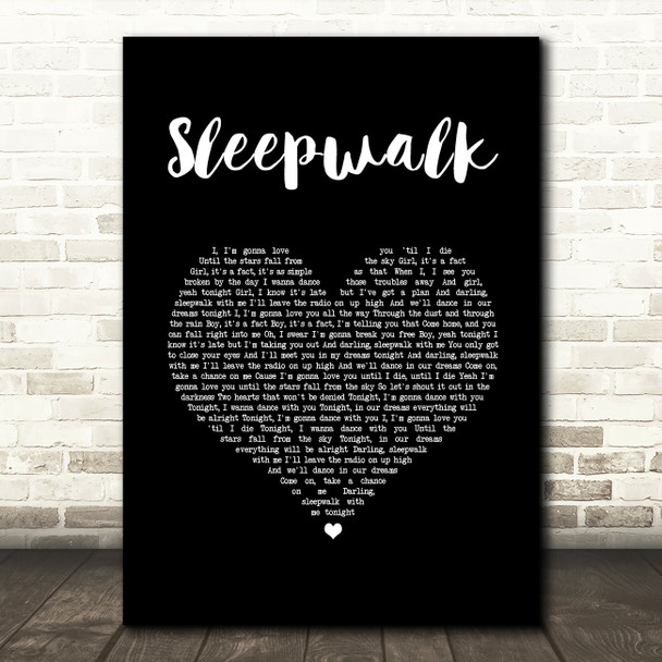 The Shires Sleepwalk Black Heart Song Lyric Wall Art Print
