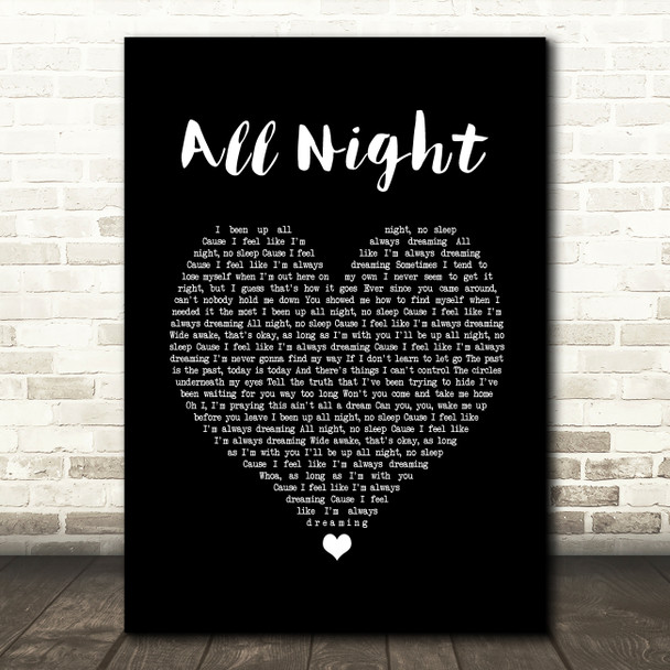 The Vamps All Night Black Heart Song Lyric Wall Art Print