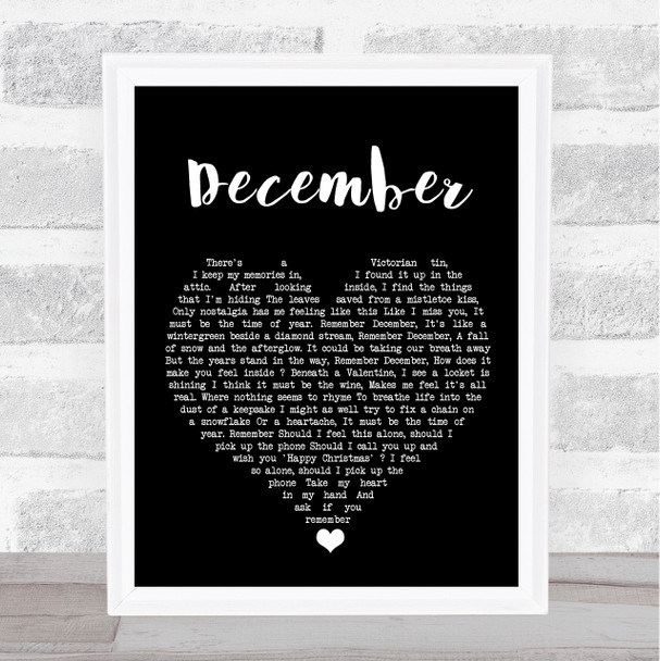 All About Eve December Black Heart Song Lyric Wall Art Print