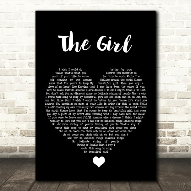 City And Colour The Girl Black Heart Song Lyric Wall Art Print