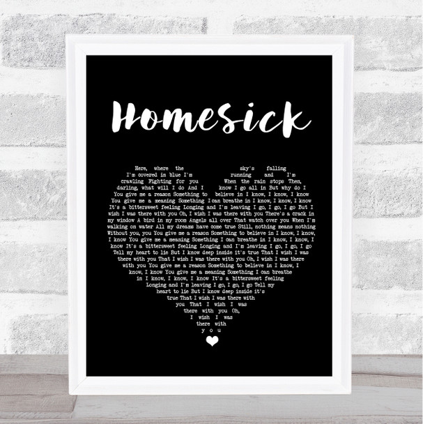 Dua Lipa Homesick Black Heart Song Lyric Wall Art Print