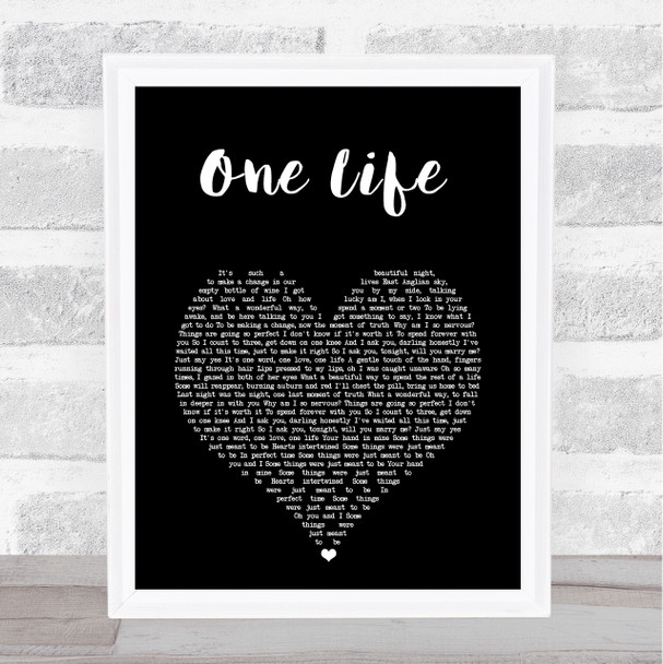 Ed Sheeran One Life Black Heart Song Lyric Wall Art Print