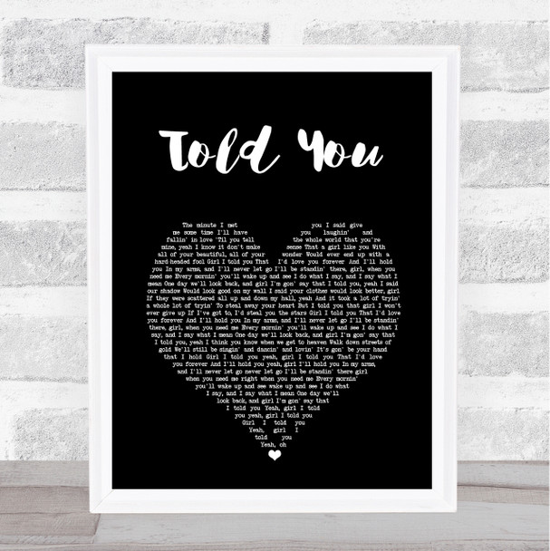 Florida Georgia Line Told You Black Heart Song Lyric Wall Art Print