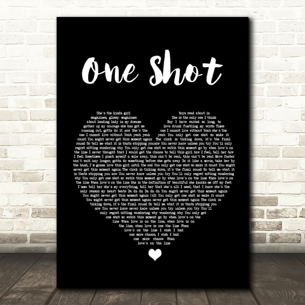 JLS One Shot Black Heart Song Lyric Wall Art Print