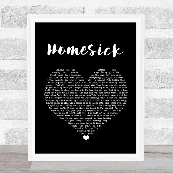 Kane Brown Homesick Black Heart Song Lyric Wall Art Print