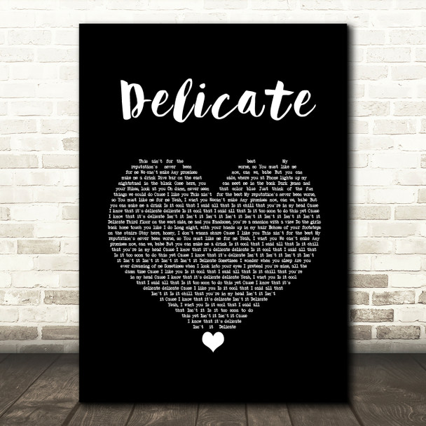 Taylor Swift Delicate Black Heart Song Lyric Wall Art Print