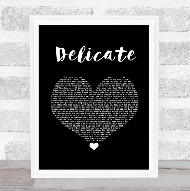 Taylor Swift Delicate Black Heart Song Lyric Wall Art Print