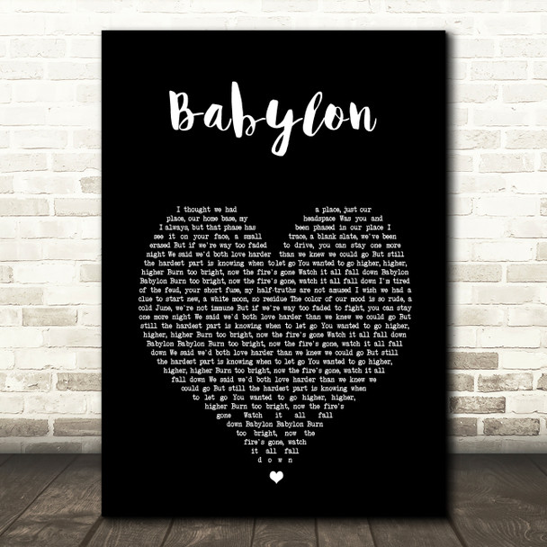 5 Seconds Of Summer Babylon Black Heart Song Lyric Wall Art Print