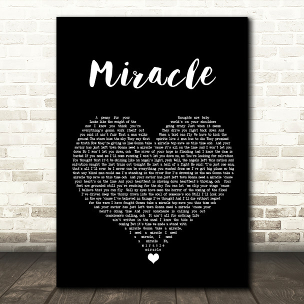 Bon Jovi Miracle Black Heart Song Lyric Wall Art Print