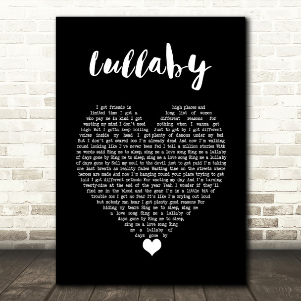 Gerry Cinnamon Lullaby Black Heart Song Lyric Wall Art Print