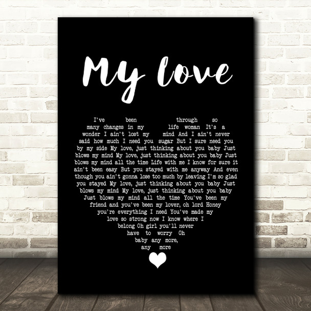 Lionel Richie My Love Black Heart Song Lyric Wall Art Print