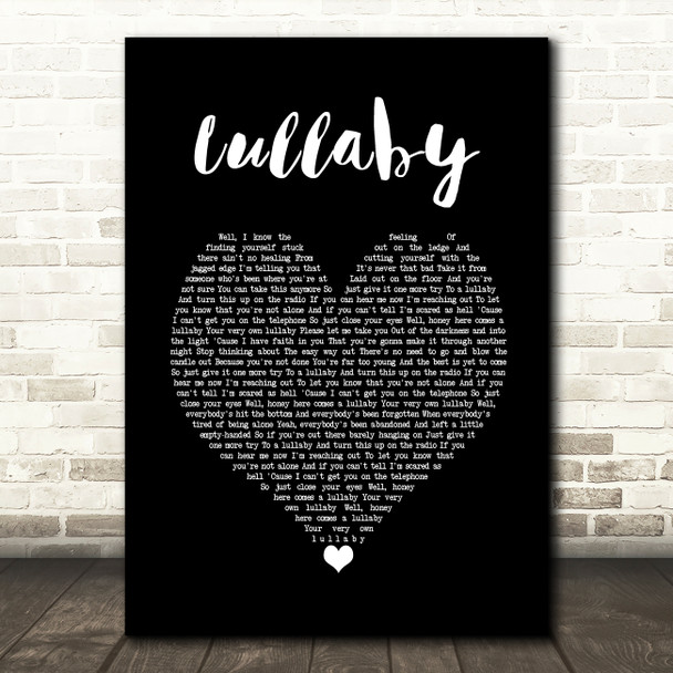 Nickelback Lullaby Black Heart Song Lyric Wall Art Print