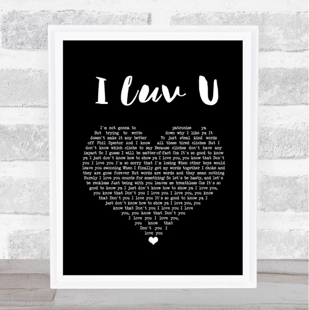 The Ordinary Boys I Luv U Black Heart Song Lyric Wall Art Print