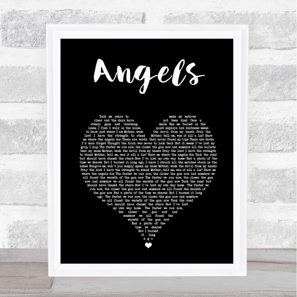 Avenged Sevenfold Angels Black Heart Song Lyric Wall Art Print