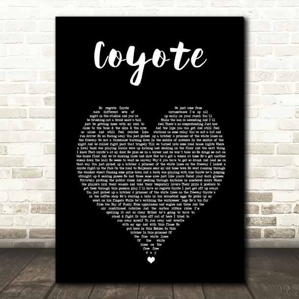 Joni Mitchell Coyote Black Heart Song Lyric Wall Art Print
