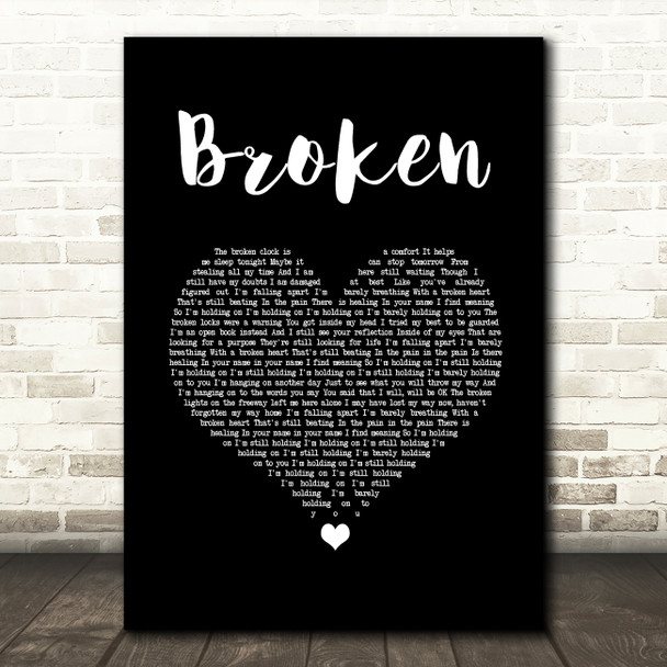 Lifehouse Broken Black Heart Song Lyric Wall Art Print