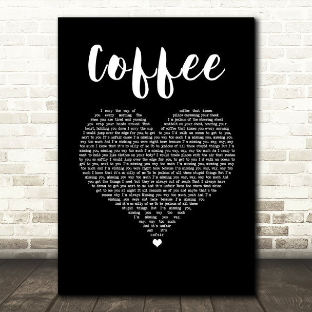 Tori Kelly Coffee Black Heart Song Lyric Wall Art Print