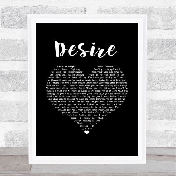 Years & Years Desire Black Heart Song Lyric Wall Art Print