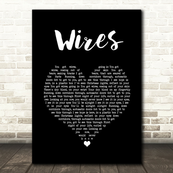 Athlete Wires Black Heart Song Lyric Wall Art Print