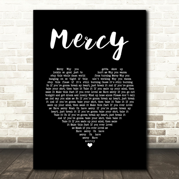 Brett Young Mercy Black Heart Song Lyric Wall Art Print