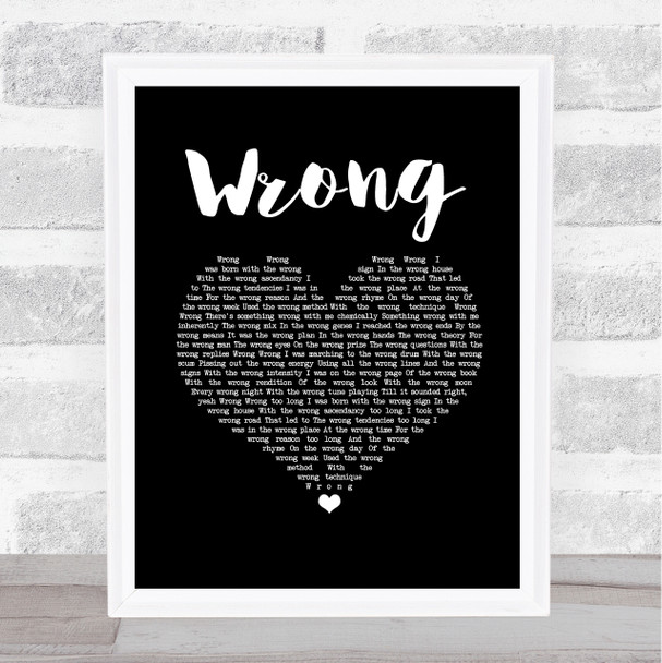 Depeche Mode Wrong Black Heart Song Lyric Wall Art Print