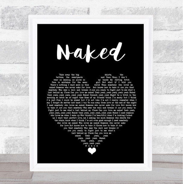 Ella Mai Naked Black Heart Song Lyric Wall Art Print