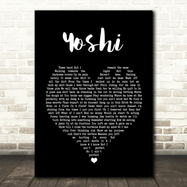 L-H Yoshi Black Heart Song Lyric Wall Art Print