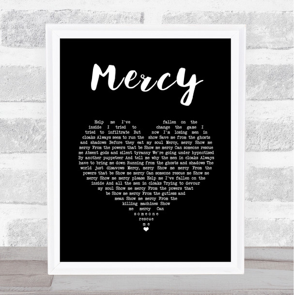 Muse Mercy Black Heart Song Lyric Wall Art Print