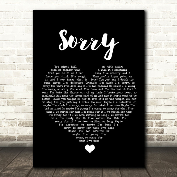 Nothing But Thieves Sorry Black Heart Song Lyric Wall Art Print