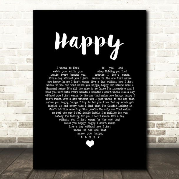 Secrets in Stereo Happy Black Heart Song Lyric Wall Art Print