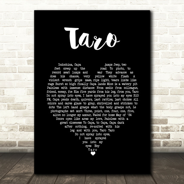 alt-J Taro Black Heart Song Lyric Wall Art Print