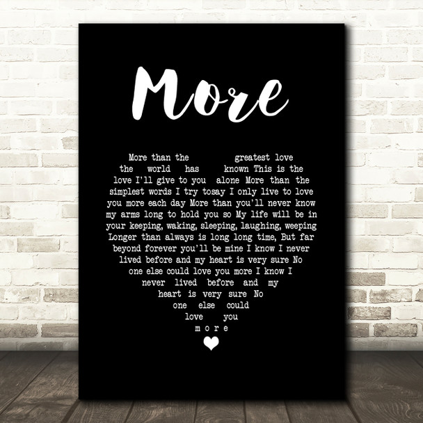 Andy Williams More Black Heart Song Lyric Wall Art Print